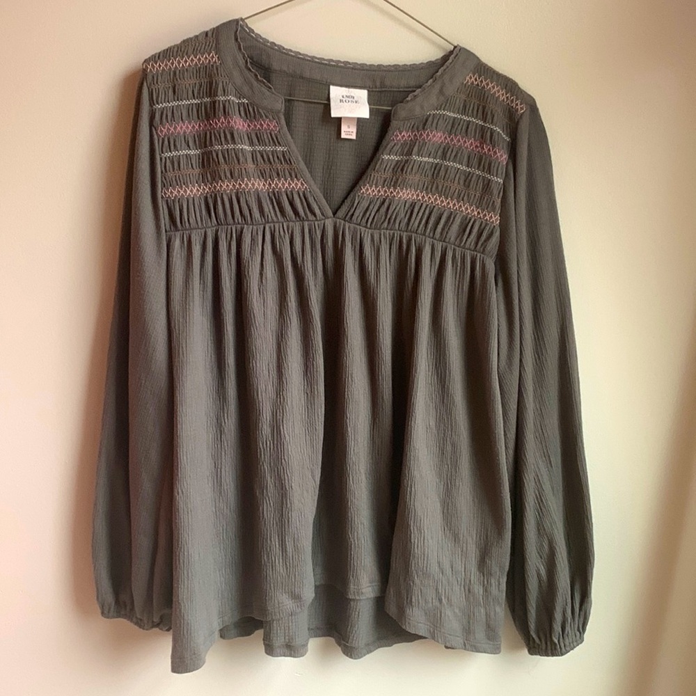 Knox Rose Lovely long sleeve shirt with embroidered details